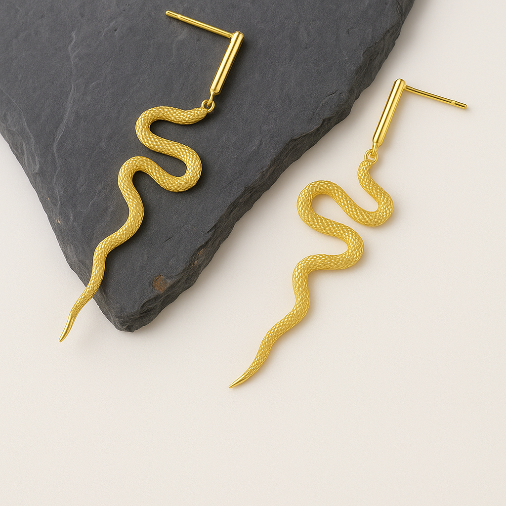 Serpentine Glow Gold Earrings