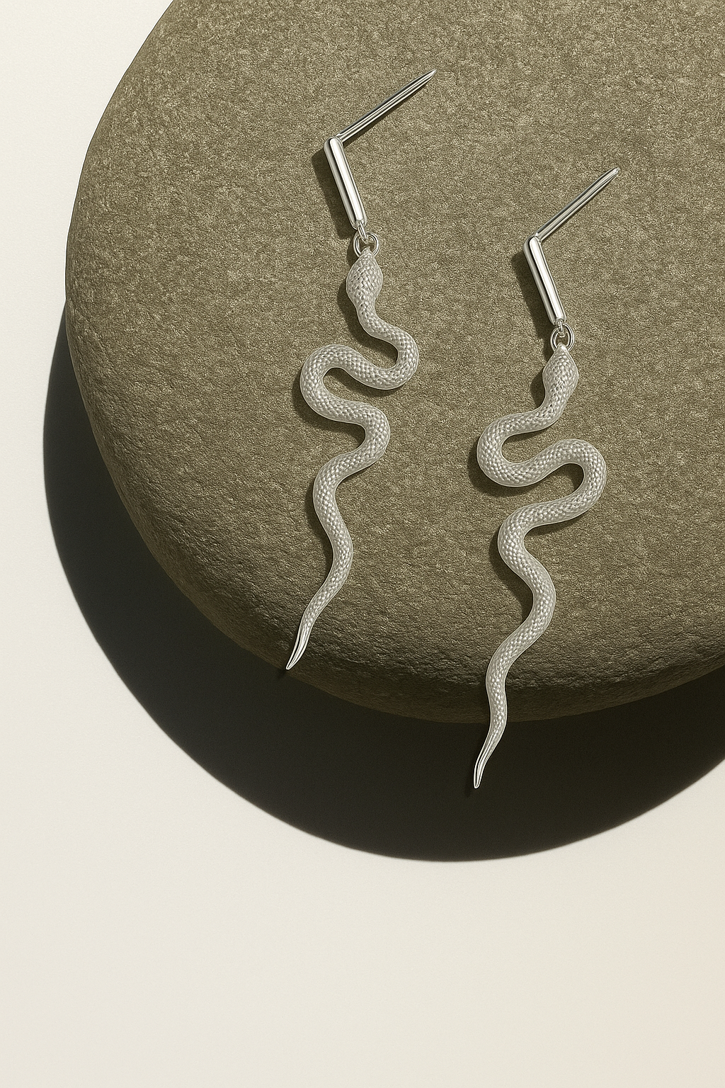 Serpentine Mist Silver Earrings